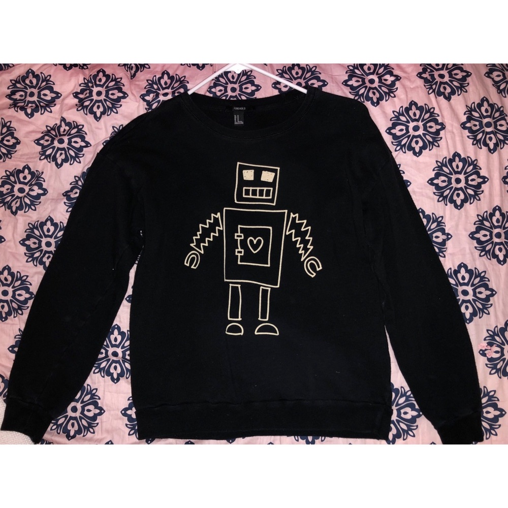 Black sweater with robot design 🤖